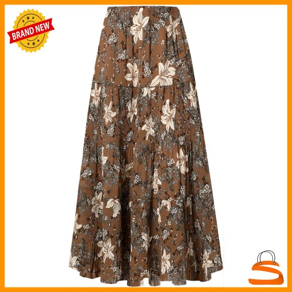 Dresses & Skirts - Women's Stretch High Waist Flowy Chiffon Skirt with Lining, Lightweight Summer